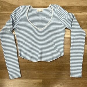 EUC L.A. Hearts V-Neck Cropped Stripe Sweater S